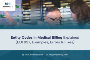 medical billing expert explaining entity codes and EDI 837 claim roles on screen