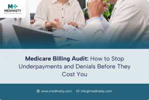 healthcare professionals reviewing medicare billing audit data and claims to reduce denials and underpayments